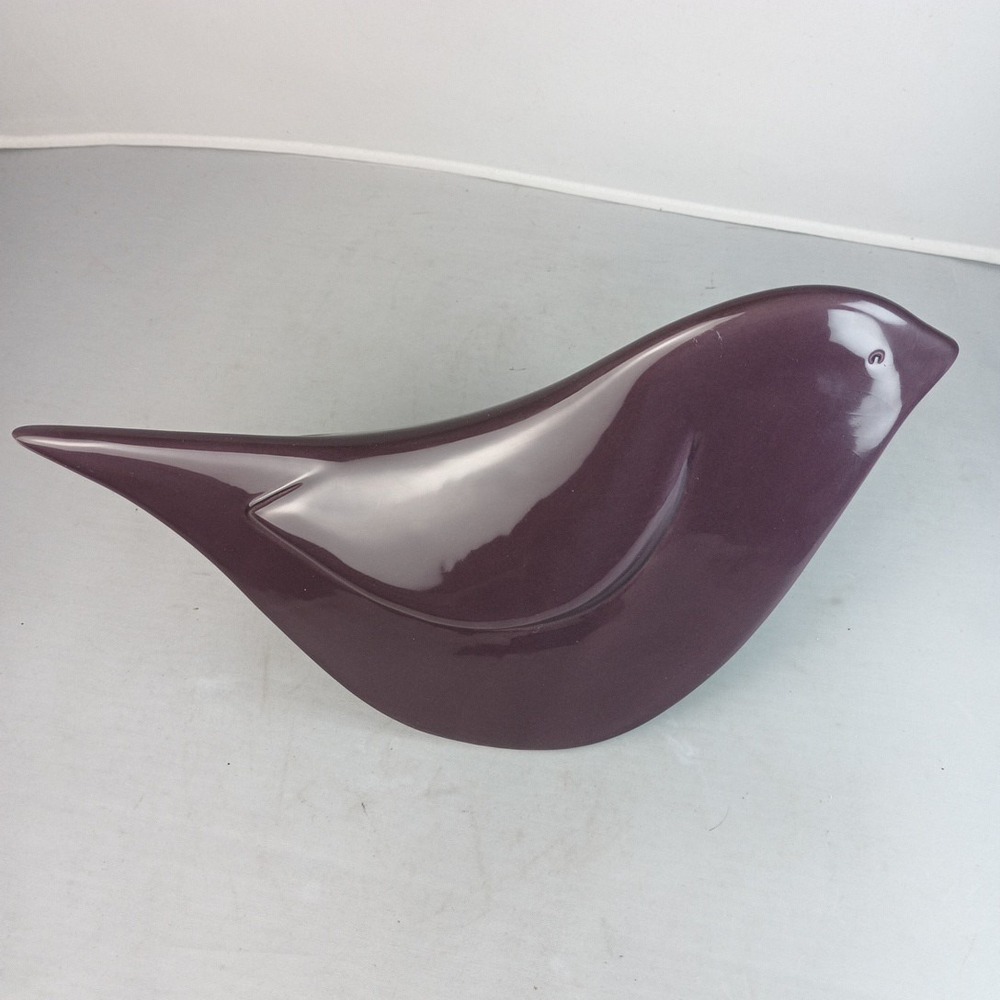 Mid Century Modern Decorative Ceramic Bird Plum Purple Figurine 6" x 11.5" - Picture 4 of 10